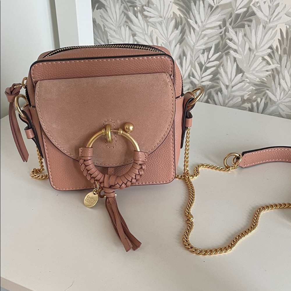 Joan Camera Bag // See By Chloé Pink Leather Crossbody Bag with Gold Hardware